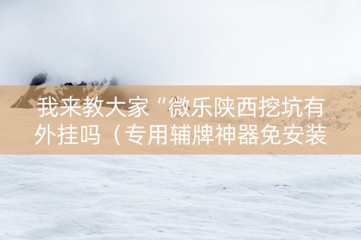 我来教大家“微乐陕西挖坑有外挂吗（专用辅牌神器免安装）