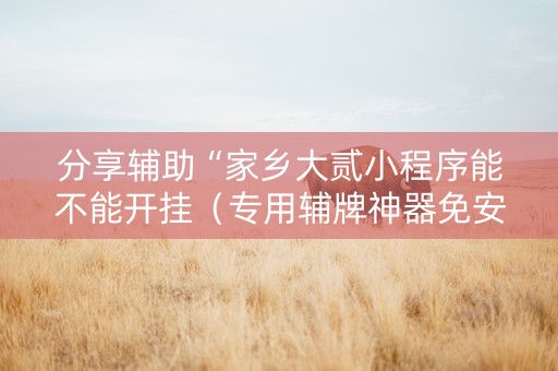 分享辅助“家乡大贰小程序能不能开挂（专用辅牌神器免安装）