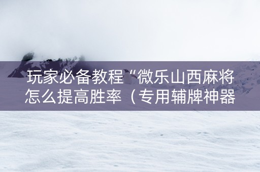 玩家必备教程“微乐山西麻将怎么提高胜率（专用辅牌神器免安装）