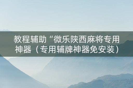 教程辅助“微乐陕西麻将专用神器（专用辅牌神器免安装）