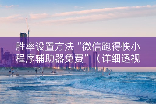 胜率设置方法“微信跑得快小程序辅助器免费”（详细透视教程）-哔哩哔哩
