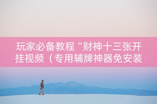 玩家必备教程“财神十三张开挂视频（专用辅牌神器免安装）