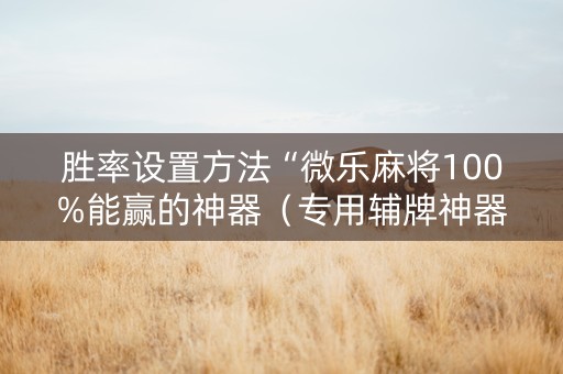 胜率设置方法“微乐麻将100%能赢的神器（专用辅牌神器免安装）