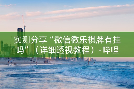 实测分享“微信微乐棋牌有挂吗”（详细透视教程）-哔哩哔哩