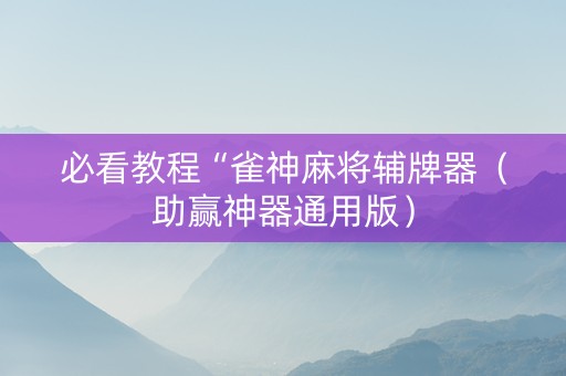 必看教程“雀神麻将辅牌器（助赢神器通用版）