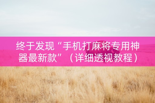 终于发现“手机打麻将专用神器最新款”（详细透视教程）-哔哩哔哩