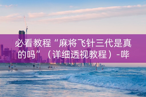 必看教程“麻将飞针三代是真的吗”（详细透视教程）-哔哩哔哩