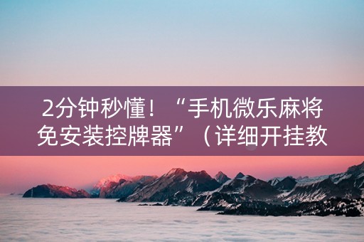 2分钟秒懂！“手机微乐麻将免安装控牌器”（详细开挂教程）-哔哩哔哩