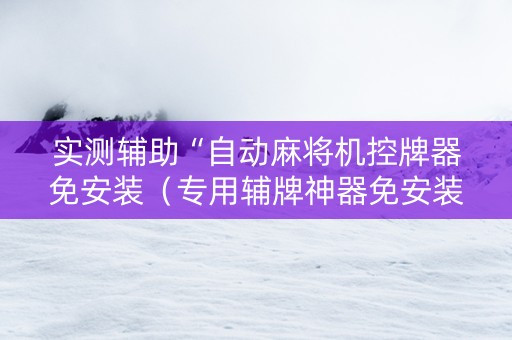 实测辅助“自动麻将机控牌器免安装（专用辅牌神器免安装）