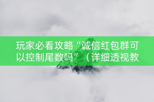 玩家必看攻略“诚信红包群可以控制尾数吗”（详细透视教程）-哔哩哔哩