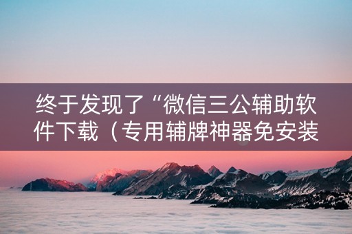 终于发现了“微信三公辅助软件下载（专用辅牌神器免安装）