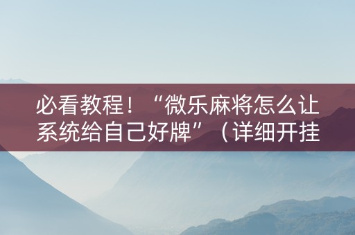 必看教程！“微乐麻将怎么让系统给自己好牌”（详细开挂教程）-哔哩哔哩