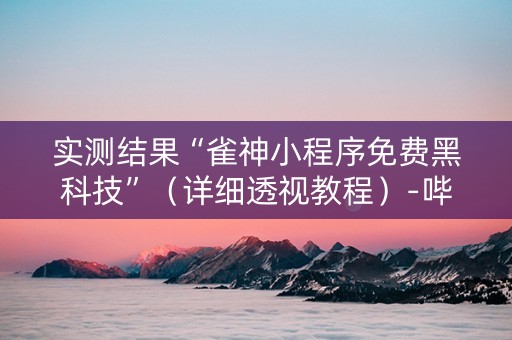 实测结果“雀神小程序免费黑科技”（详细透视教程）-哔哩哔哩