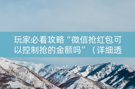 玩家必看攻略“微信抢红包可以控制抢的金额吗”（详细透视教程）-哔哩哔哩
