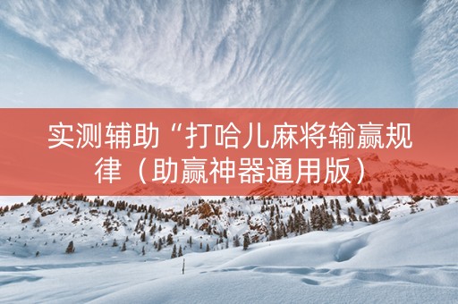 实测辅助“打哈儿麻将输赢规律（助赢神器通用版）