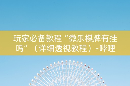 玩家必备教程“微乐棋牌有挂吗”（详细透视教程）-哔哩哔哩