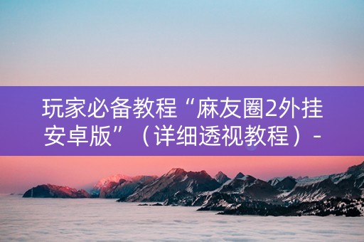 玩家必备教程“麻友圈2外挂安卓版”（详细透视教程）-哔哩哔哩