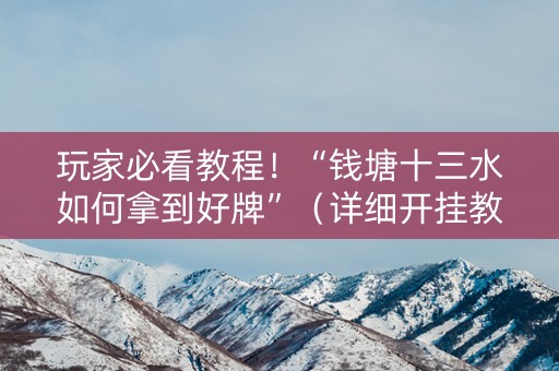 玩家必看教程！“钱塘十三水如何拿到好牌”（详细开挂教程）-哔哩哔哩
