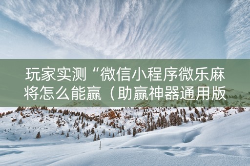 玩家实测“微信小程序微乐麻将怎么能赢（助赢神器通用版）