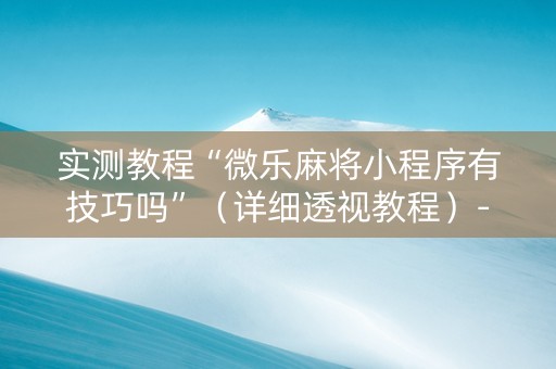 实测教程“微乐麻将小程序有技巧吗”（详细透视教程）-哔哩哔哩