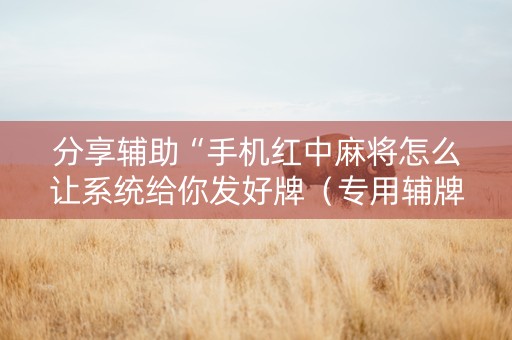 分享辅助“手机红中麻将怎么让系统给你发好牌（专用辅牌神器免安装）