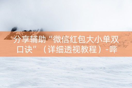 分享辅助“微信红包大小单双口诀”（详细透视教程）-哔哩哔哩
