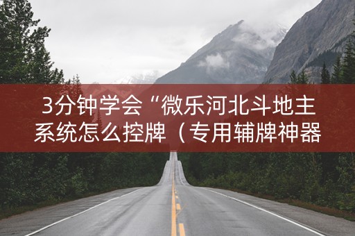 3分钟学会“微乐河北斗地主系统怎么控牌（专用辅牌神器免安装）