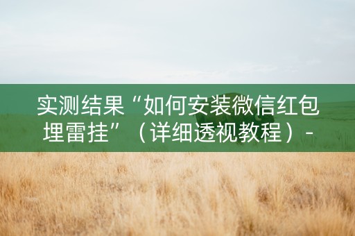 实测结果“如何安装微信红包埋雷挂”（详细透视教程）-哔哩哔哩
