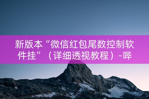新版本“微信红包尾数控制软件挂”（详细透视教程）-哔哩哔哩
