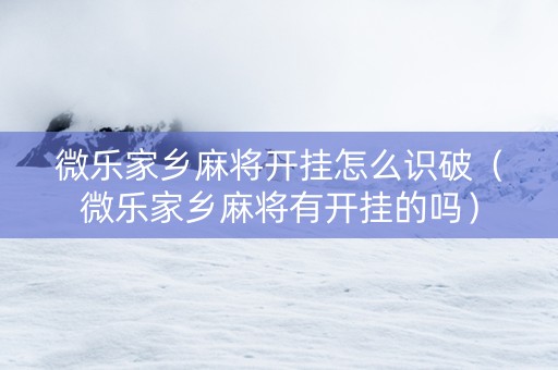 微乐家乡麻将开挂怎么识破（微乐家乡麻将有开挂的吗）