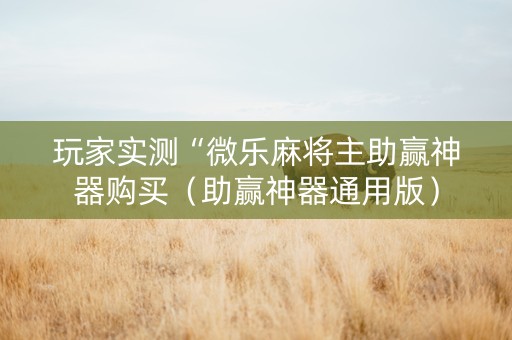 玩家实测“微乐麻将主助赢神器购买（助赢神器通用版）
