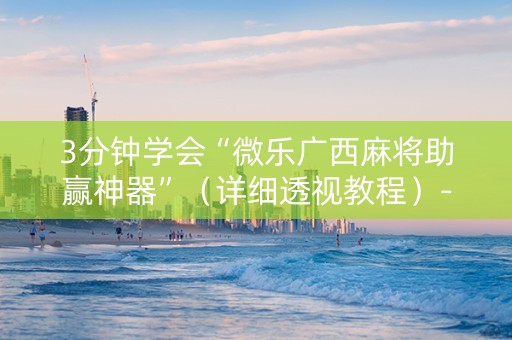 3分钟学会“微乐广西麻将助赢神器”（详细透视教程）-哔哩哔哩