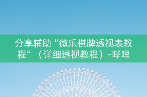 分享辅助“微乐棋牌透视表教程”（详细透视教程）-哔哩哔哩