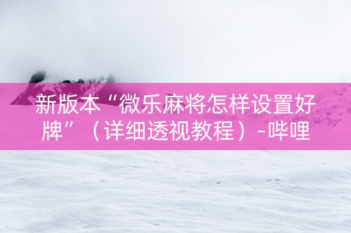 新版本“微乐麻将怎样设置好牌”（详细透视教程）-哔哩哔哩