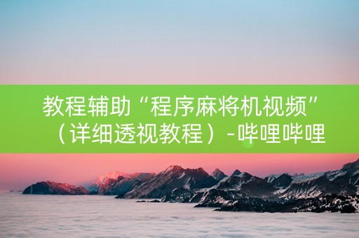 教程辅助“程序麻将机视频”（详细透视教程）-哔哩哔哩