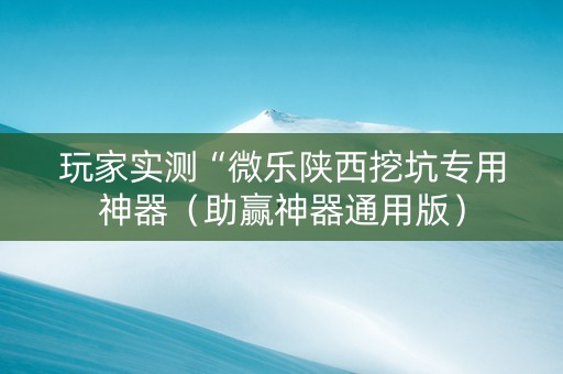 玩家实测“微乐陕西挖坑专用神器（助赢神器通用版）