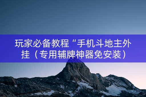 玩家必备教程“手机斗地主外挂（专用辅牌神器免安装）