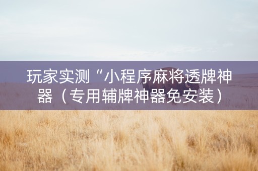 玩家实测“小程序麻将透牌神器（专用辅牌神器免安装）