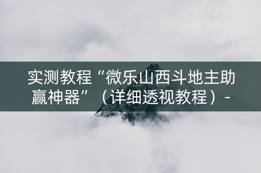实测教程“微乐山西斗地主助赢神器”（详细透视教程）-哔哩哔哩