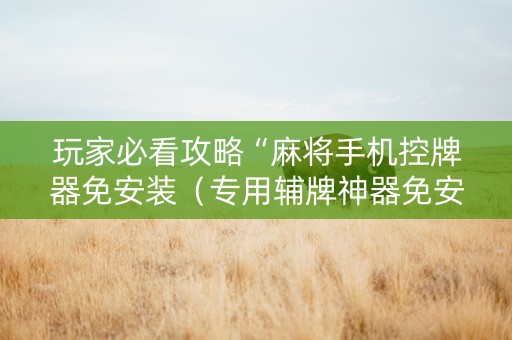 玩家必看攻略“麻将手机控牌器免安装（专用辅牌神器免安装）
