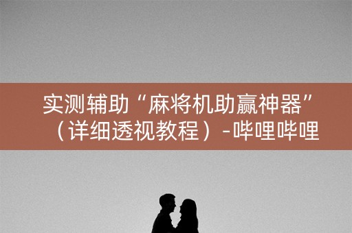 实测辅助“麻将机助赢神器”（详细透视教程）-哔哩哔哩