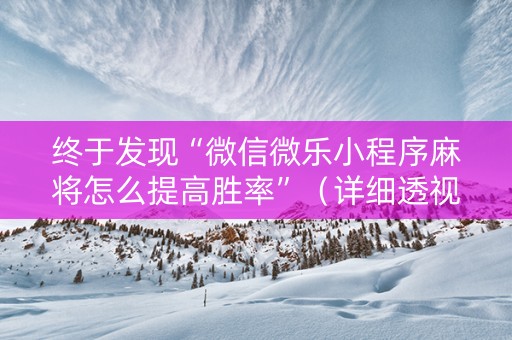 终于发现“微信微乐小程序麻将怎么提高胜率”（详细透视教程）-哔哩哔哩