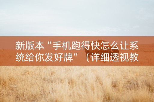 新版本“手机跑得快怎么让系统给你发好牌”（详细透视教程）-哔哩哔哩