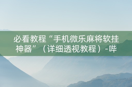 必看教程“手机微乐麻将软挂神器”（详细透视教程）-哔哩哔哩