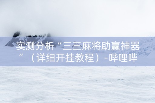 实测分析“三三麻将助赢神器”（详细开挂教程）-哔哩哔哩