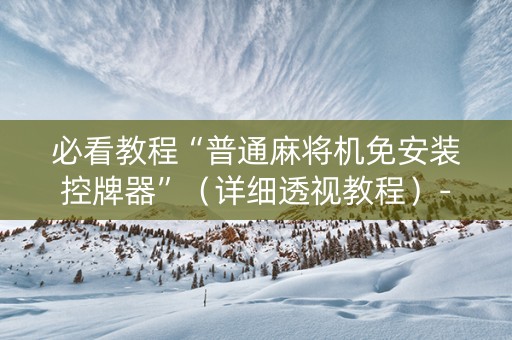 必看教程“普通麻将机免安装控牌器”（详细透视教程）-哔哩哔哩