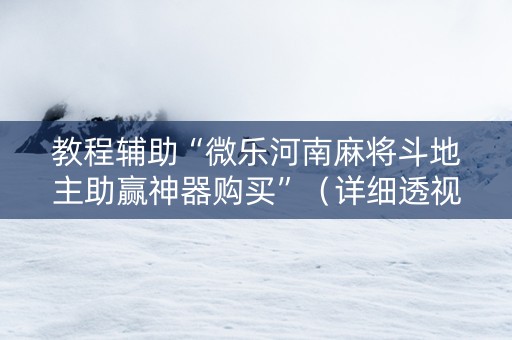 教程辅助“微乐河南麻将斗地主助赢神器购买”（详细透视教程）-哔哩哔哩