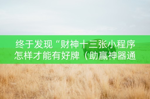 终于发现“财神十三张小程序怎样才能有好牌（助赢神器通用版）