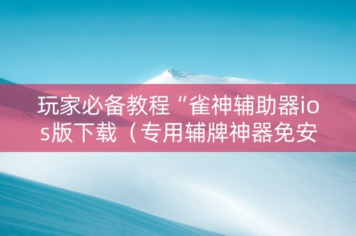 玩家必备教程“雀神辅助器ios版下载（专用辅牌神器免安装）