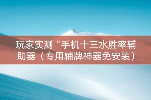 玩家实测“手机十三水胜率辅助器（专用辅牌神器免安装）